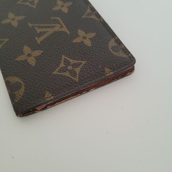 Louis Vuitton LV Brown Folding Monogram Leather Card ID Wallet Small Authentic - Picture 8 of 10
